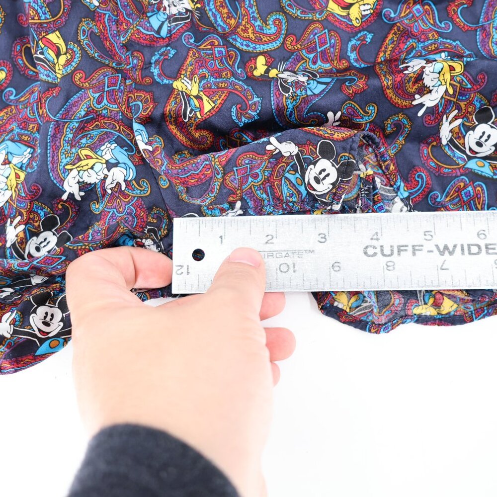 Vintage Disney store Silk Pajama Shorts Medium Goofy Mickey Mouse paisley print - Picture 7 of 9